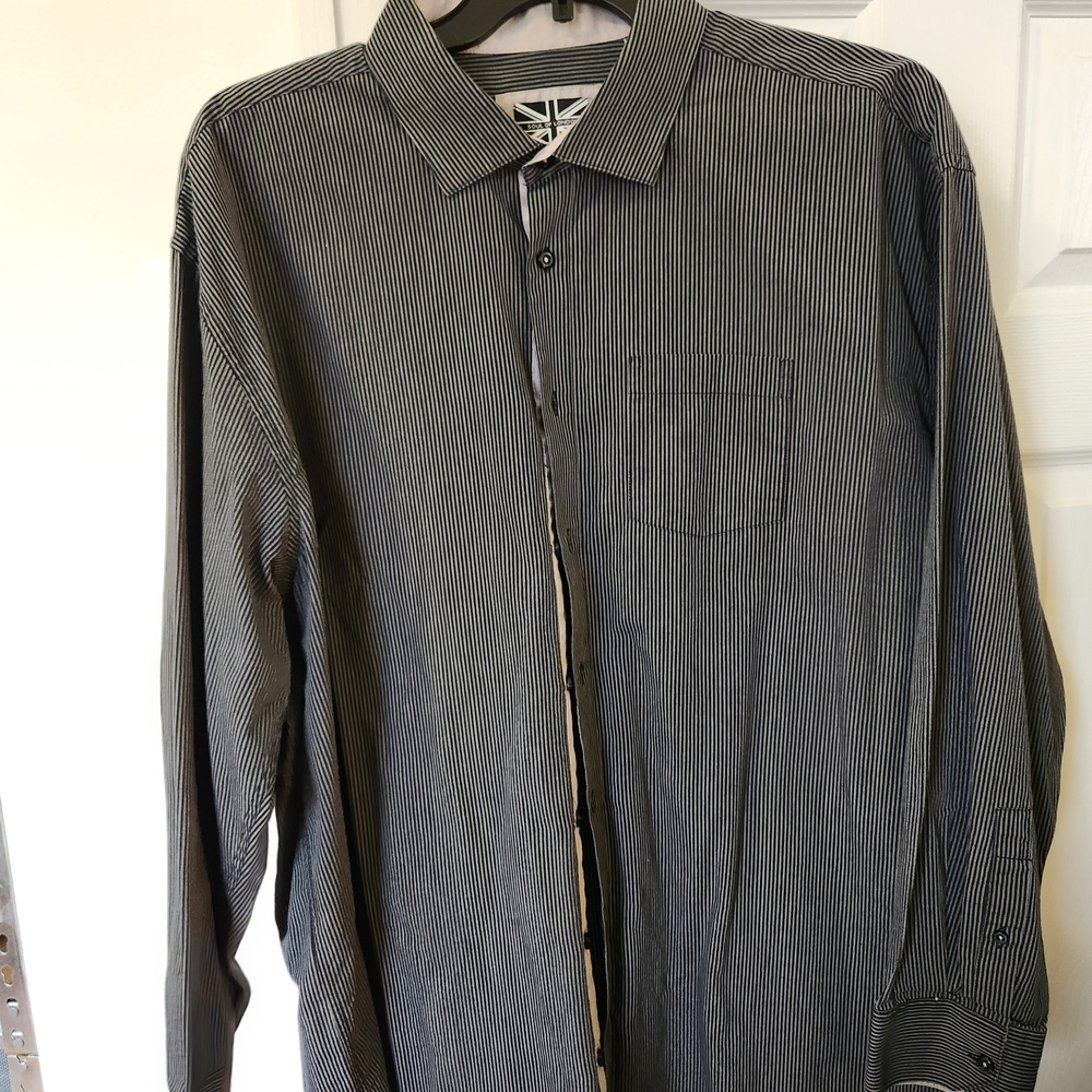 Black and White Striped Button-Up Shirt